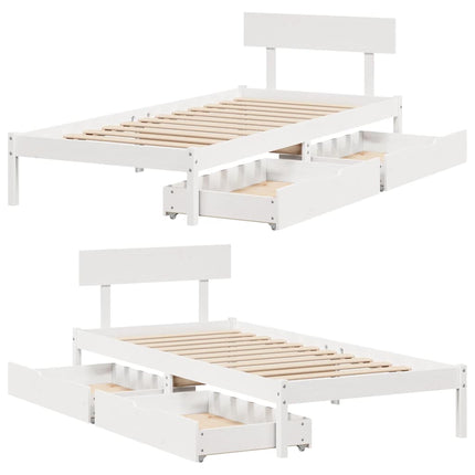 sengeramme uden madras 100x200 cm massivt fyrretræ hvid