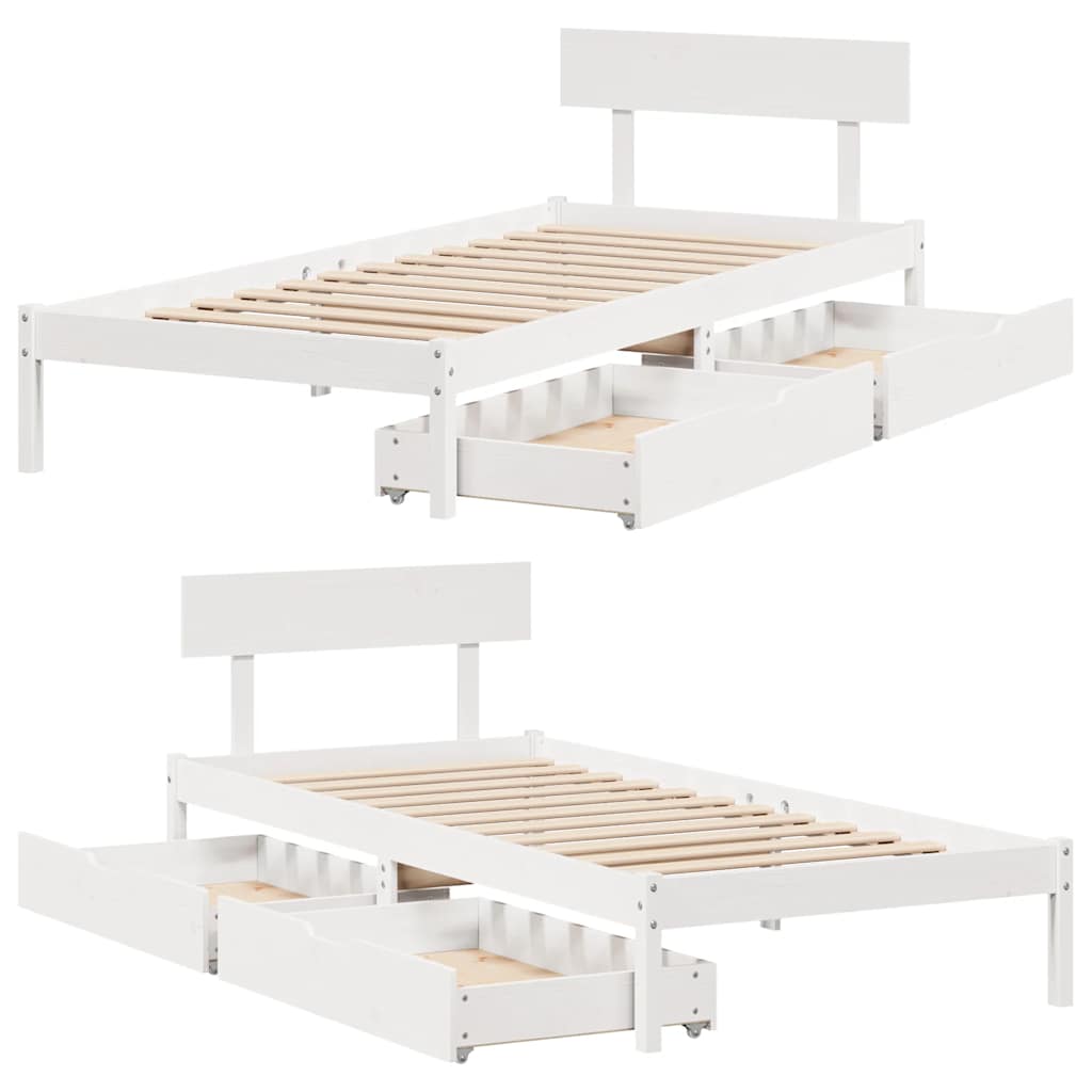 sengeramme uden madras 100x200 cm massivt fyrretræ hvid