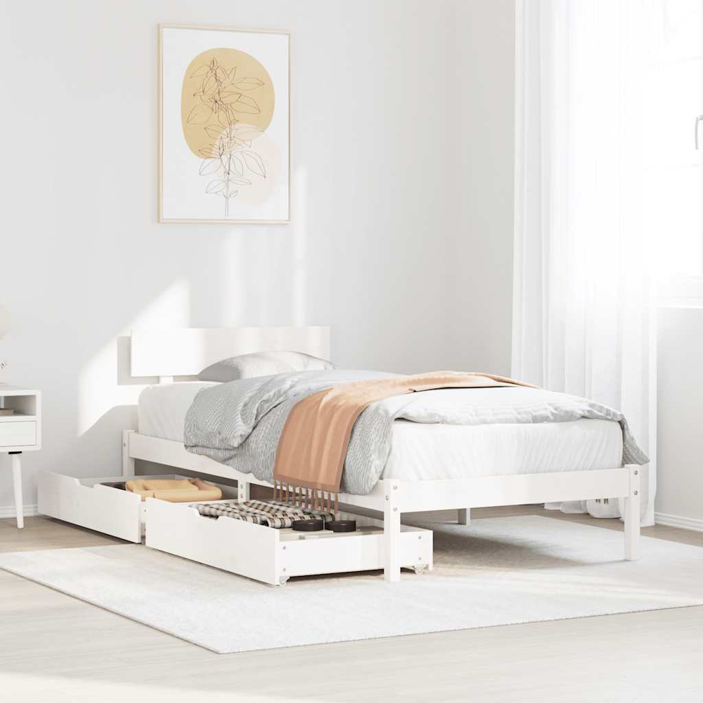 sengeramme uden madras 100x200 cm massivt fyrretræ hvid