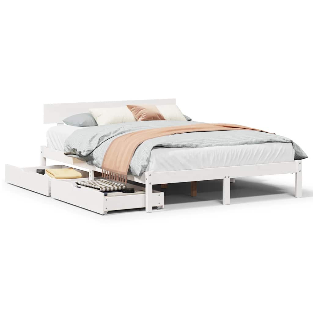 sengeramme uden madras 120x200 cm massivt fyrretræ hvid