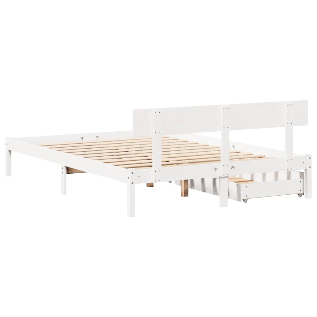 sengeramme uden madras 120x200 cm massivt fyrretræ hvid