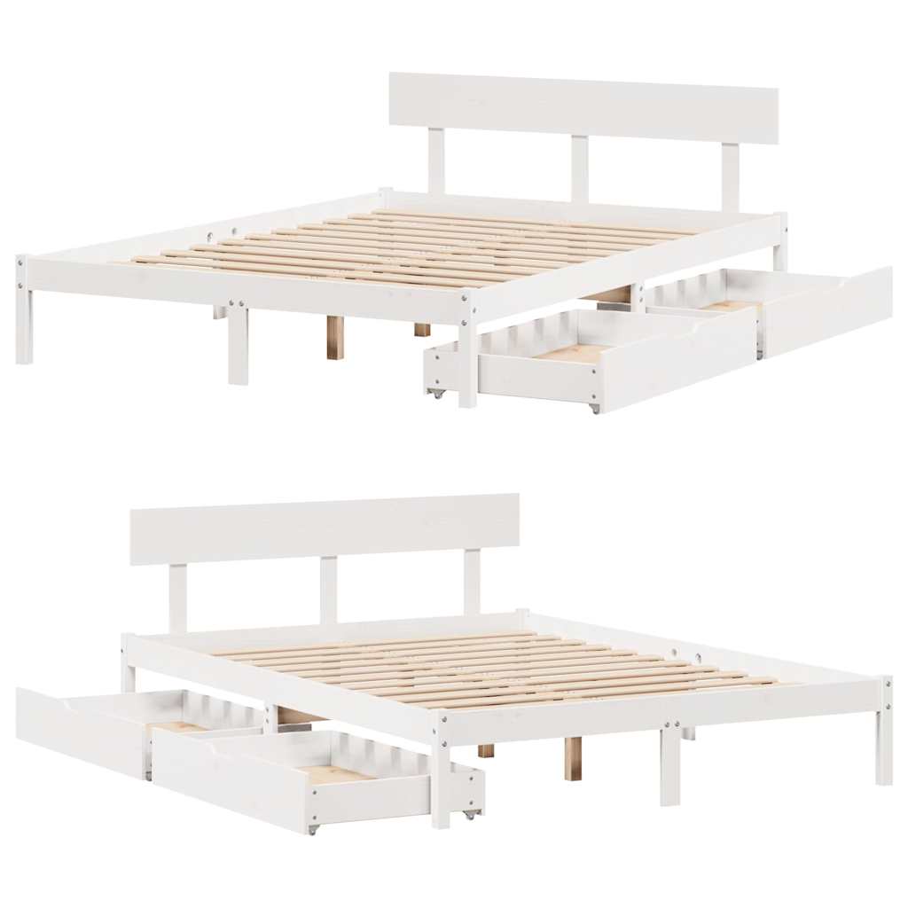 sengeramme uden madras 140x200 cm massivt fyrretræ hvid
