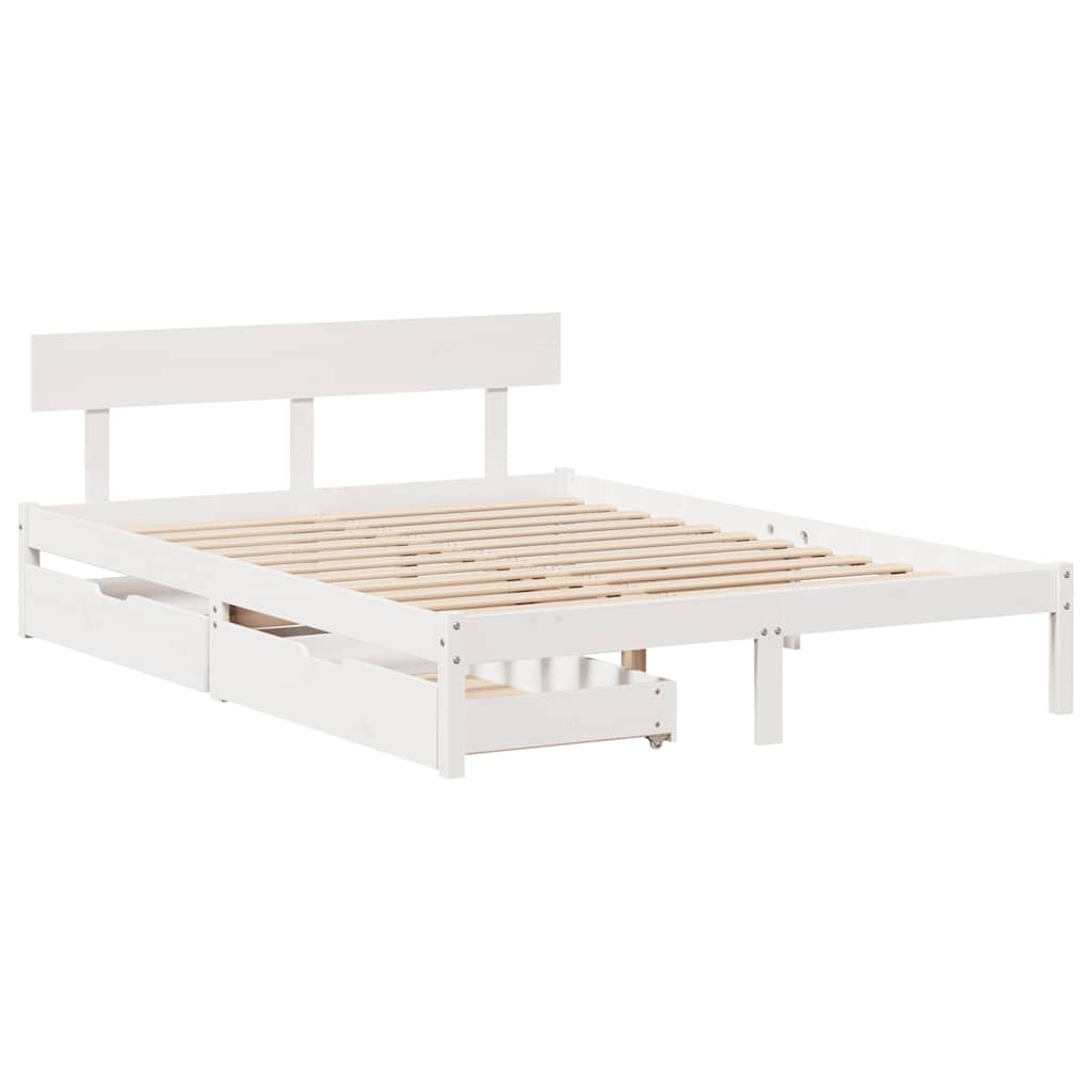 sengeramme uden madras 150x200 cm massivt fyrretræ hvid