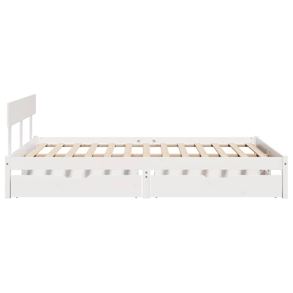 sengeramme uden madras 150x200 cm massivt fyrretræ hvid