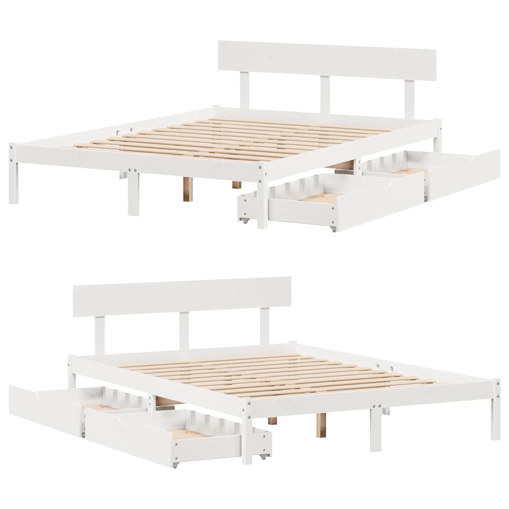 sengeramme uden madras 150x200 cm massivt fyrretræ hvid