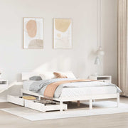 sengeramme uden madras 150x200 cm massivt fyrretræ hvid