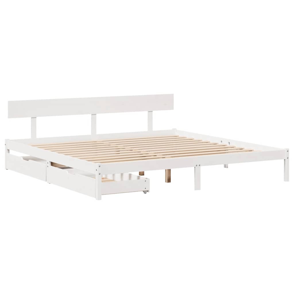sengeramme uden madras 180x200 cm massivt fyrretræ hvid