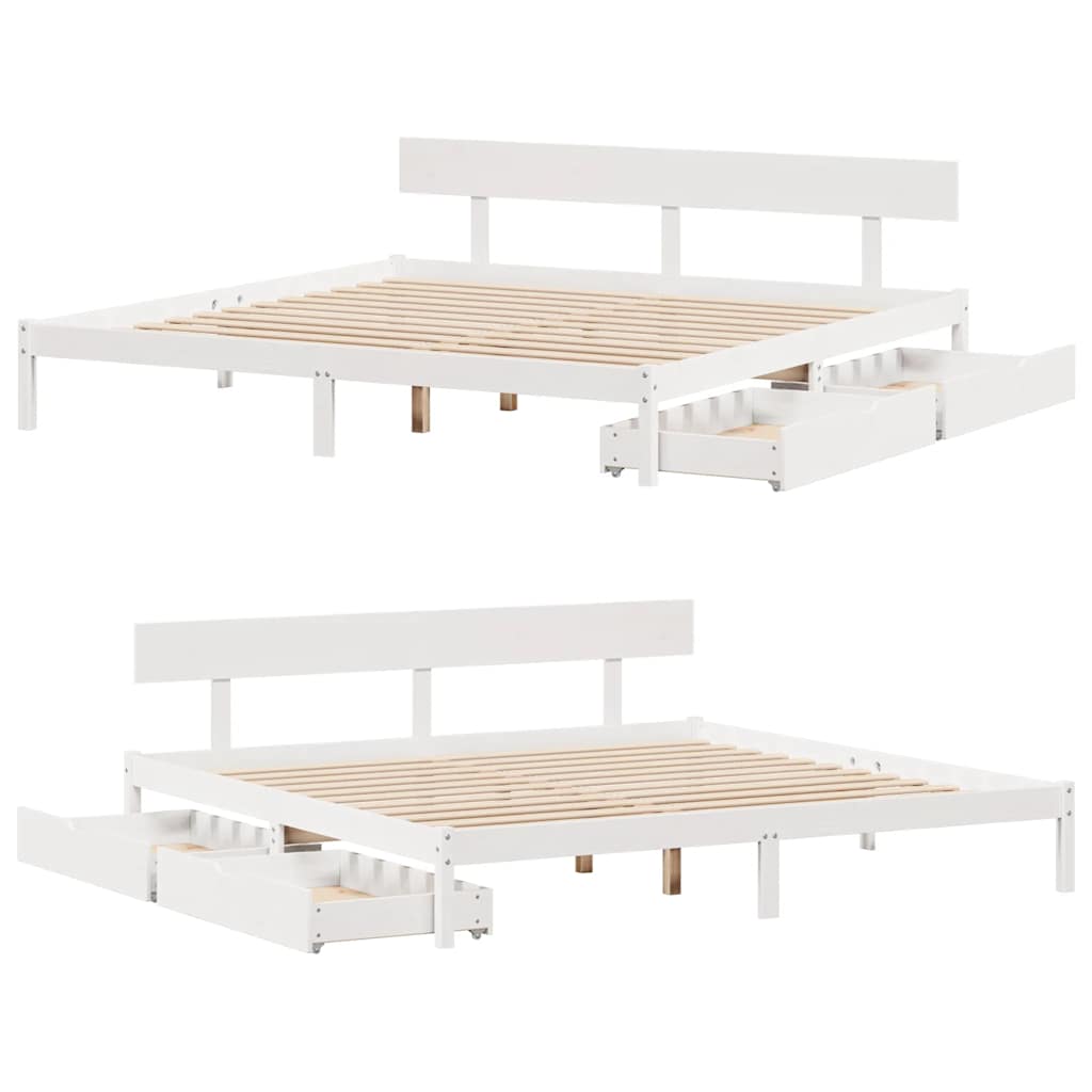 sengeramme uden madras 180x200 cm massivt fyrretræ hvid