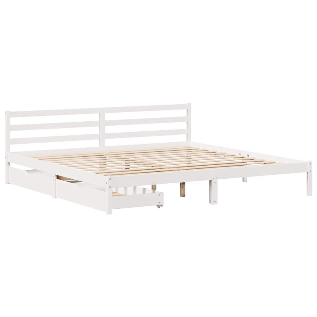 sengeramme uden madras 200x200 cm massivt fyrretræ hvid