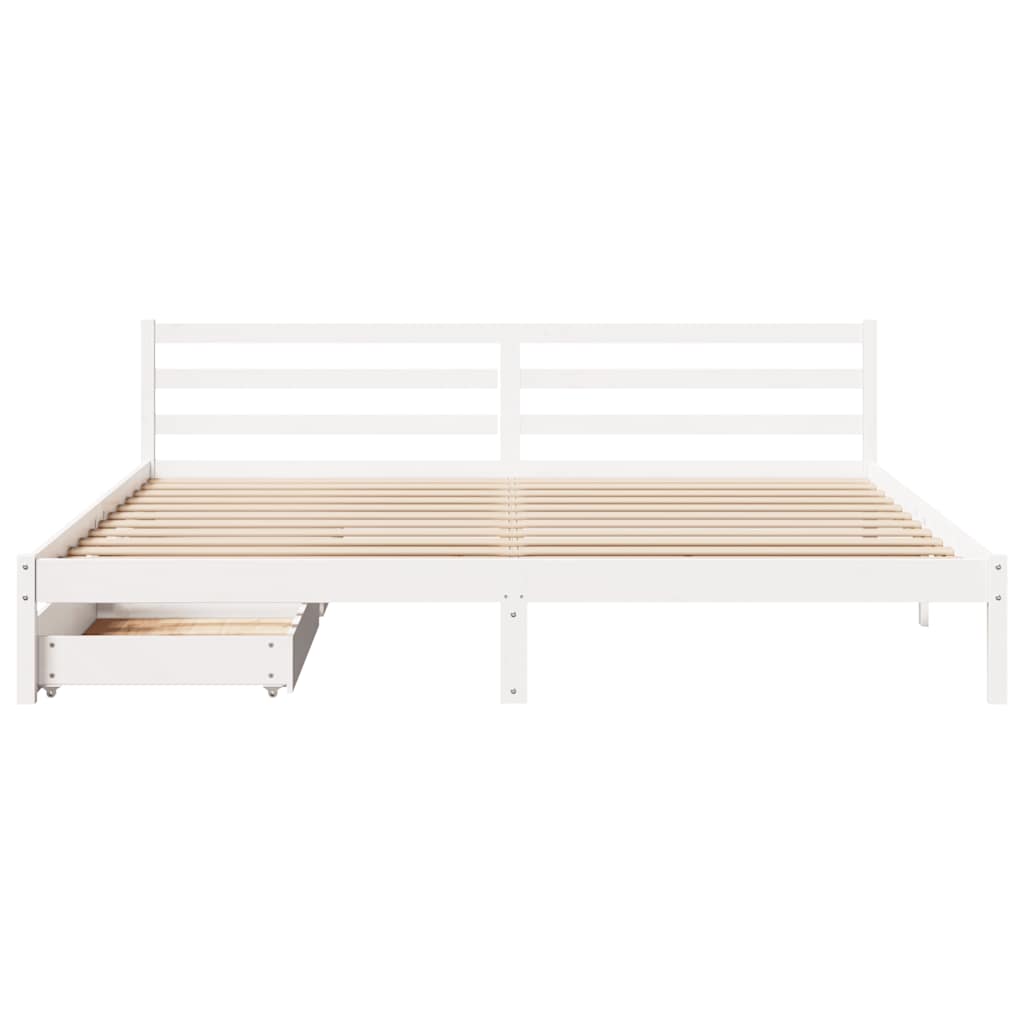 sengeramme uden madras 200x200 cm massivt fyrretræ hvid