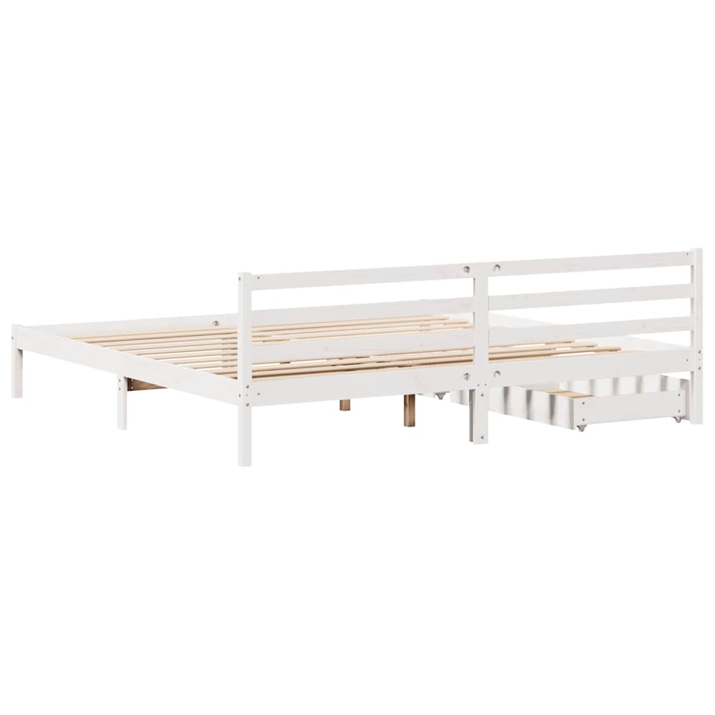 sengeramme uden madras 200x200 cm massivt fyrretræ hvid