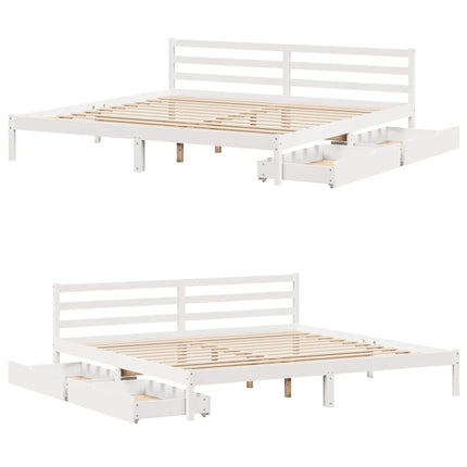 sengeramme uden madras 200x200 cm massivt fyrretræ hvid