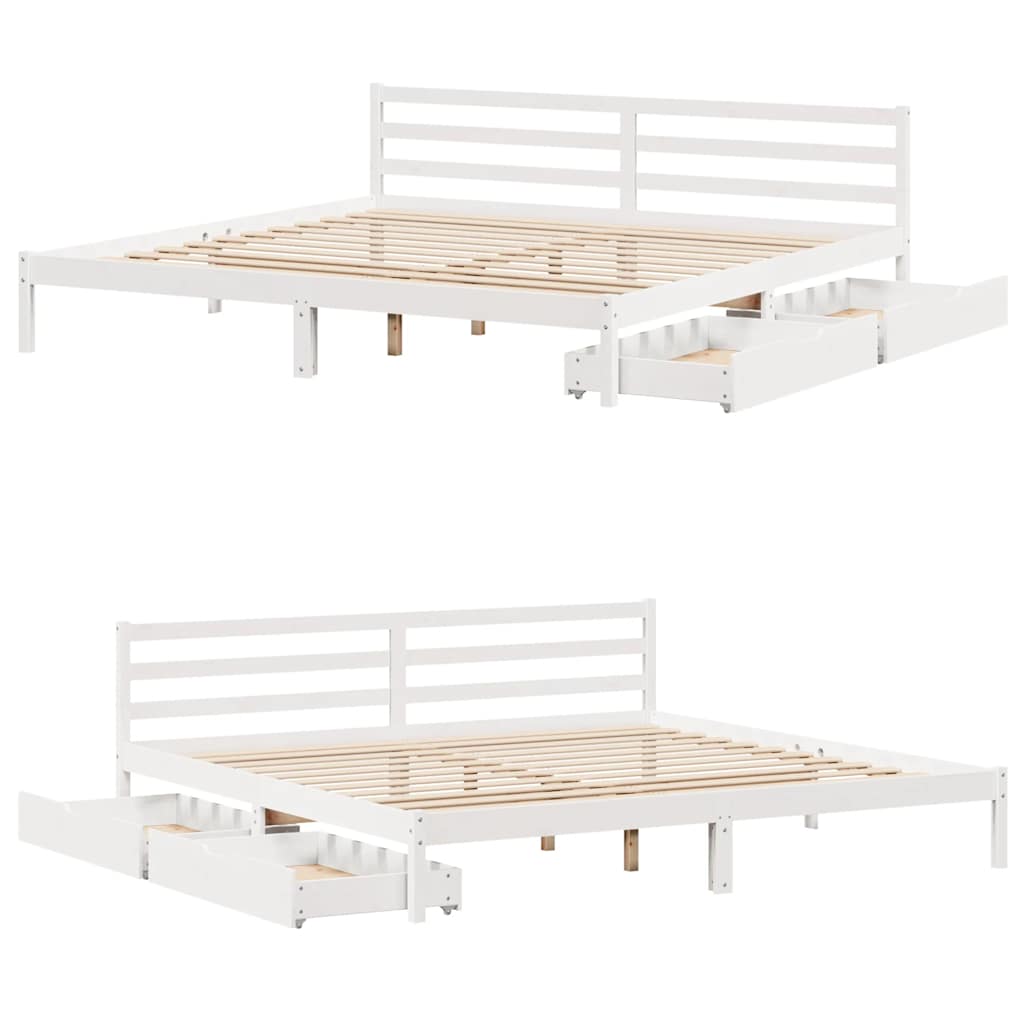 sengeramme uden madras 200x200 cm massivt fyrretræ hvid