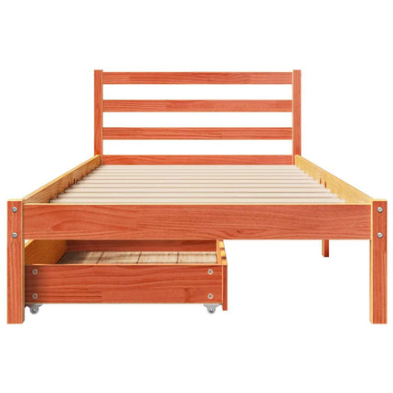 sengeramme uden madras 75x190 cm massivt fyrretræ gyldenbrun
