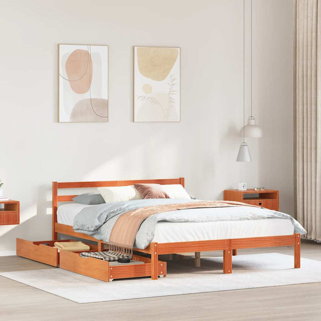sengeramme uden madras 120x190 cm massivt fyrretræ gyldenbrun