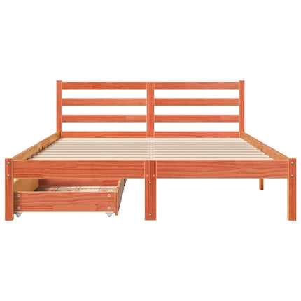 sengeramme uden madras 150x200 cm massivt fyrretræ gyldenbrun