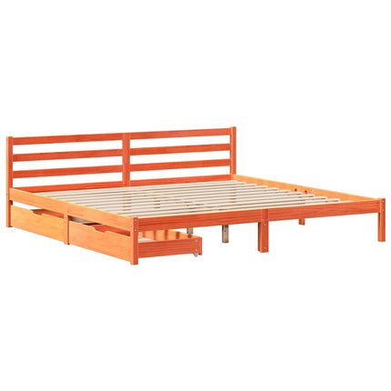 sengeramme uden madras 200x200 cm massivt fyrretræ gyldenbrun