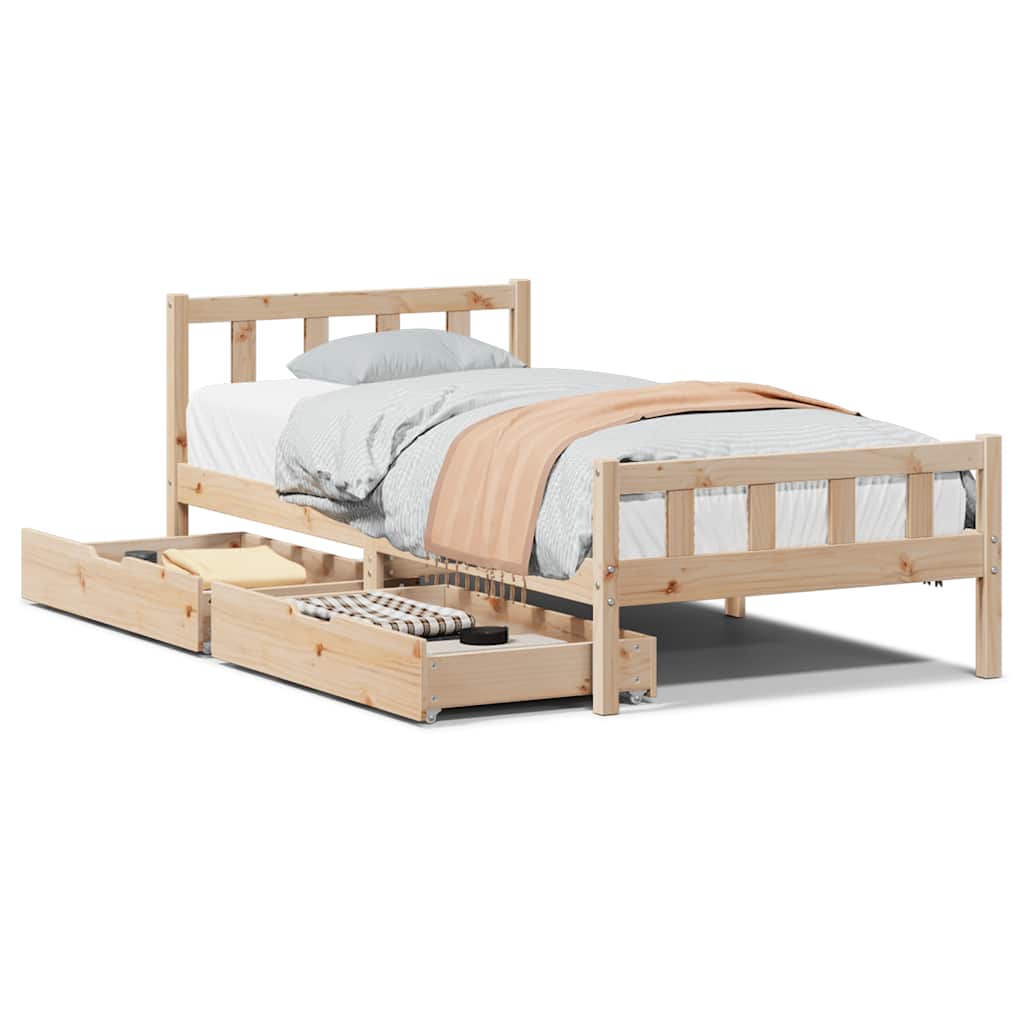 sengeramme uden madras 90x190 cm massivt fyrretræ