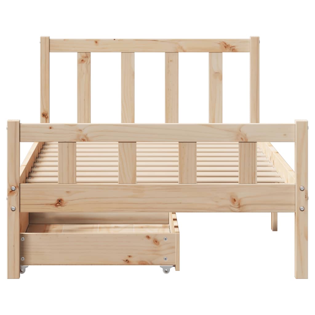 sengeramme uden madras 90x190 cm massivt fyrretræ