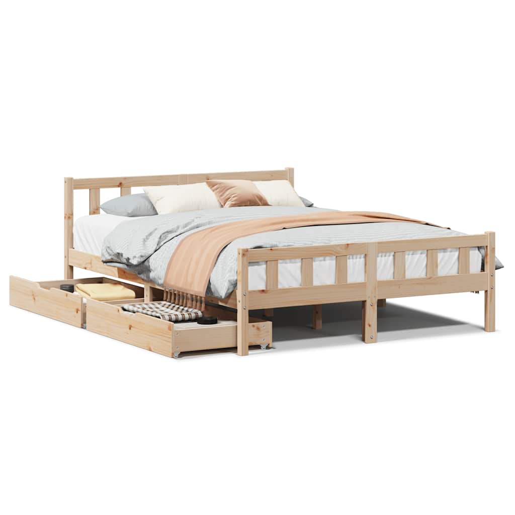 sengeramme uden madras 120x190 cm massivt fyrretræ
