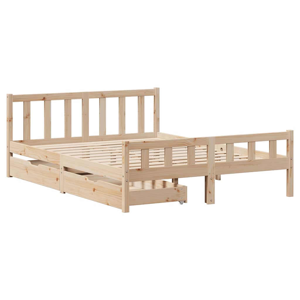 sengeramme uden madras 120x190 cm massivt fyrretræ