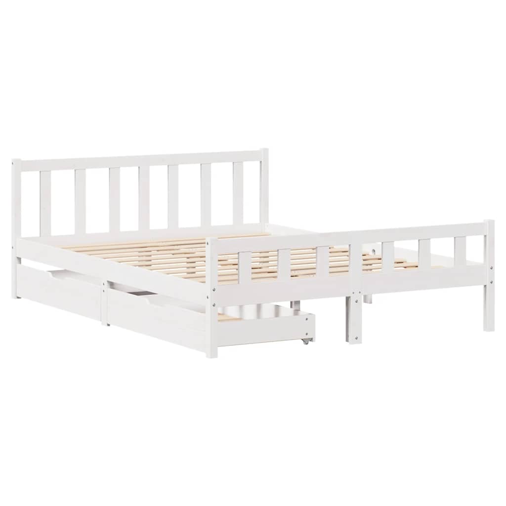 sengeramme uden madras 150x200 cm massivt fyrretræ hvid