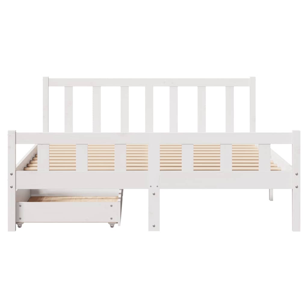 sengeramme uden madras 150x200 cm massivt fyrretræ hvid