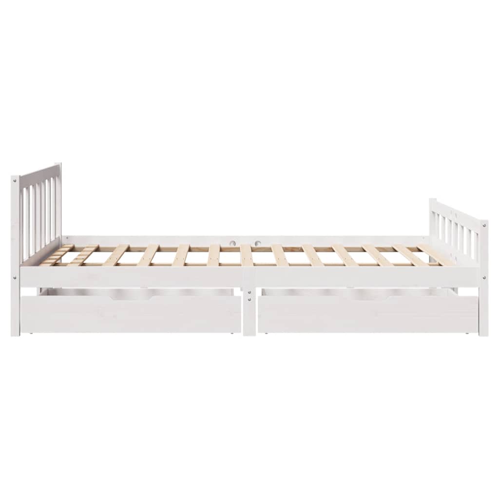 sengeramme uden madras 150x200 cm massivt fyrretræ hvid