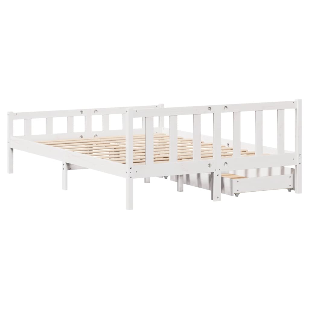 sengeramme uden madras 150x200 cm massivt fyrretræ hvid