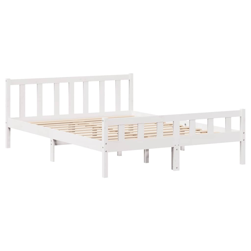 sengeramme uden madras 150x200 cm massivt fyrretræ hvid