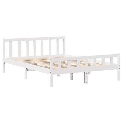 sengeramme uden madras 160x200 cm massivt fyrretræ hvid