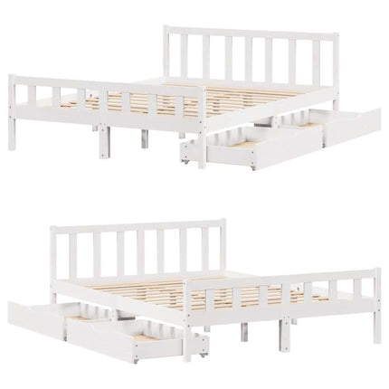 sengeramme uden madras 160x200 cm massivt fyrretræ hvid