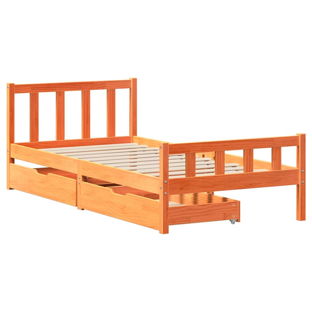 sengeramme uden madras 75x190 cm massivt fyrretræ gyldenbrun