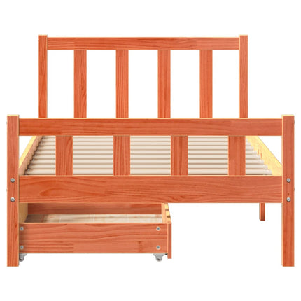 sengeramme uden madras 75x190 cm massivt fyrretræ gyldenbrun