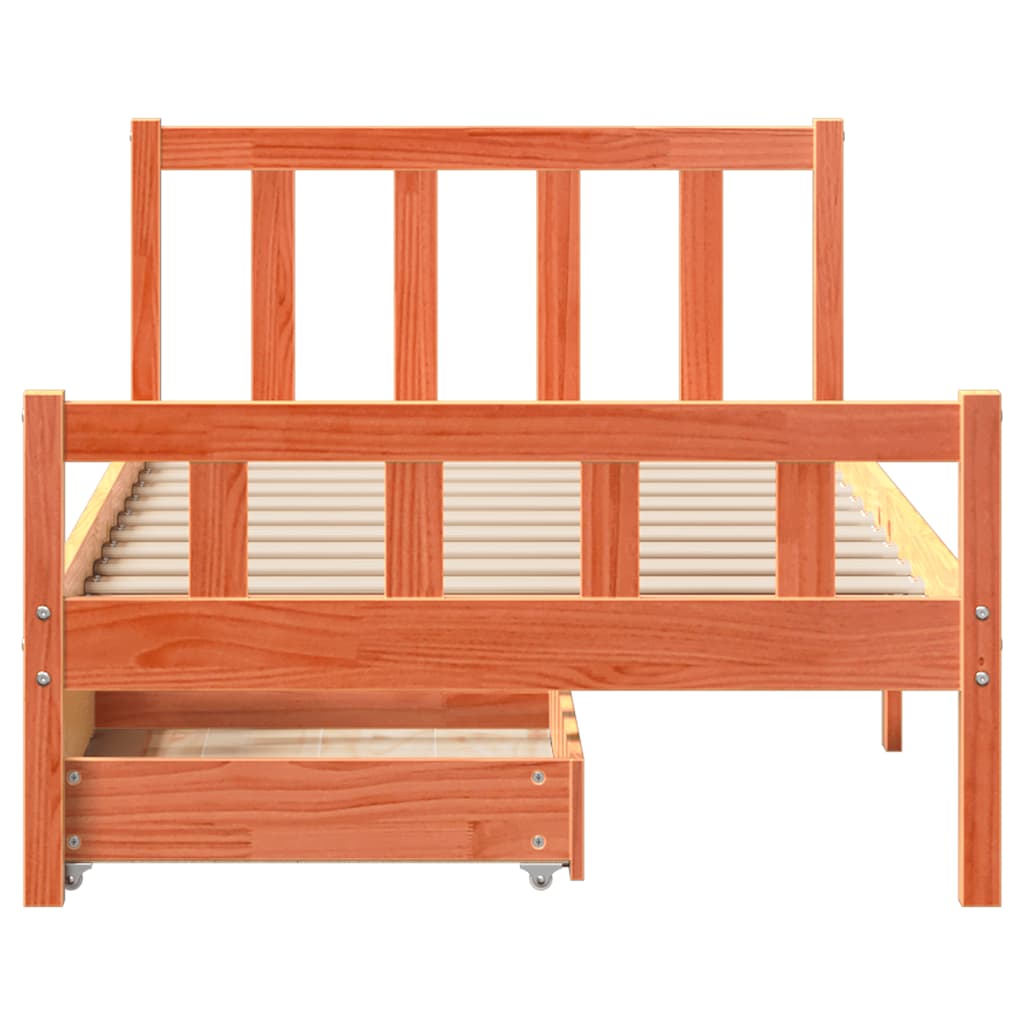 sengeramme uden madras 75x190 cm massivt fyrretræ gyldenbrun