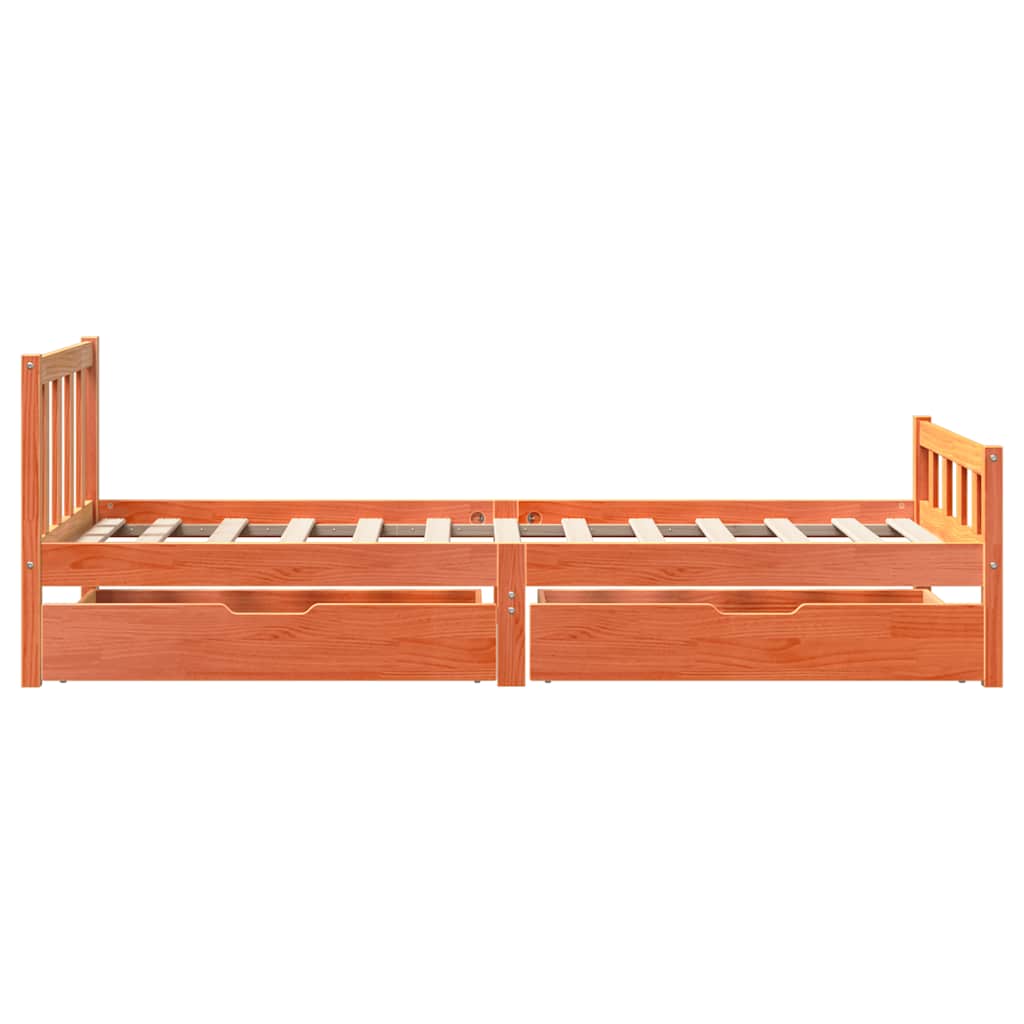 sengeramme uden madras 75x190 cm massivt fyrretræ gyldenbrun