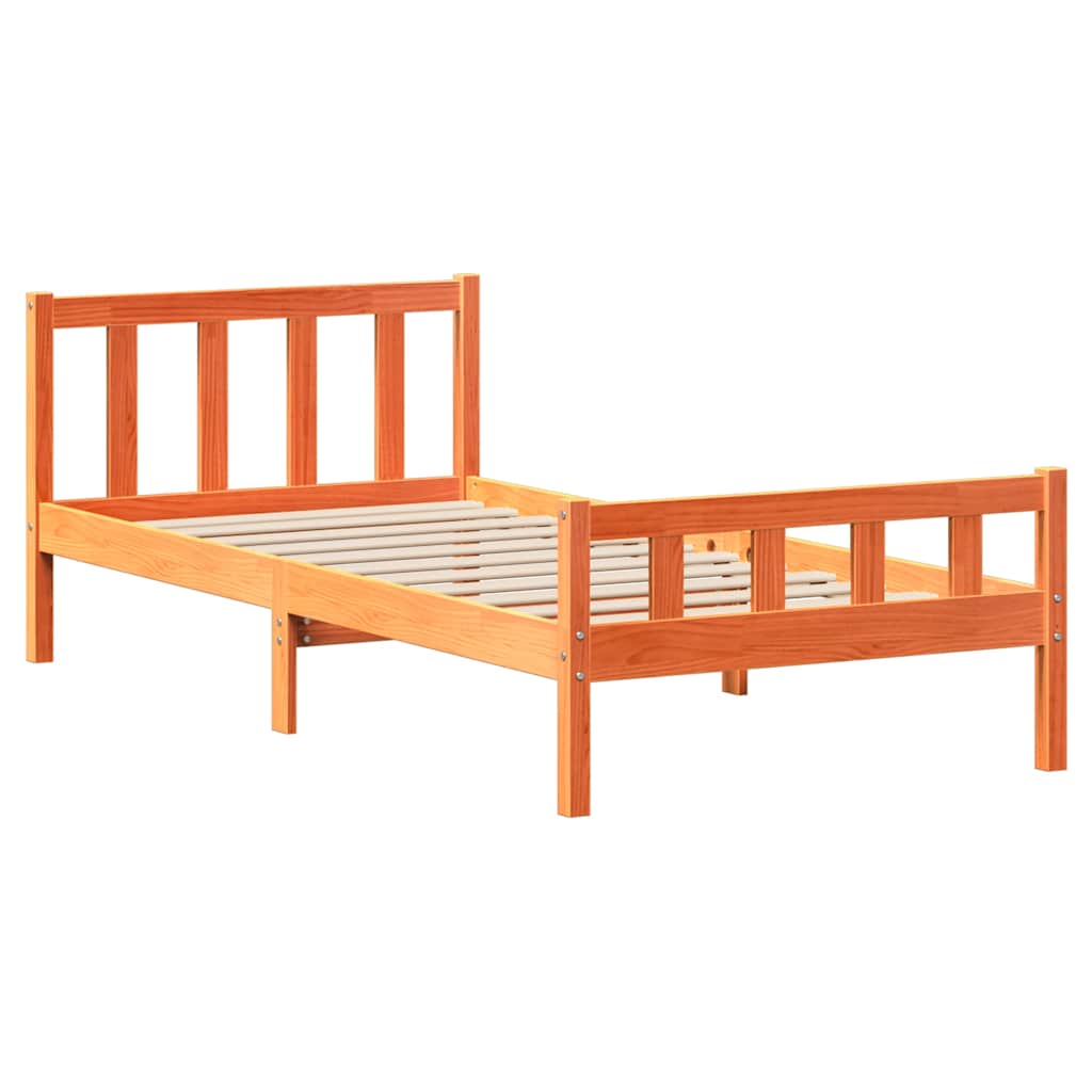 sengeramme uden madras 75x190 cm massivt fyrretræ gyldenbrun