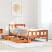 sengeramme uden madras 75x190 cm massivt fyrretræ gyldenbrun