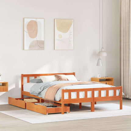 sengeramme uden madras 160x200 cm massivt fyrretræ gyldenbrun