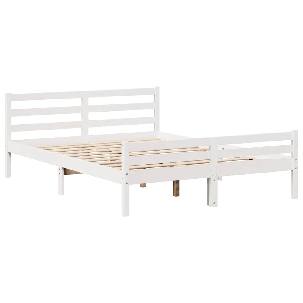 sengeramme uden madras 135x190 cm massivt fyrretræ hvid