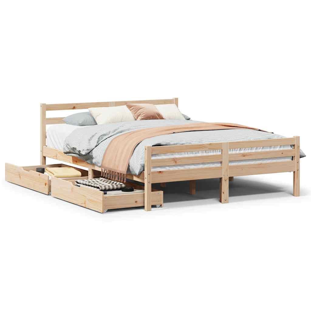 sengeramme uden madras 140x190 cm massivt fyrretræ