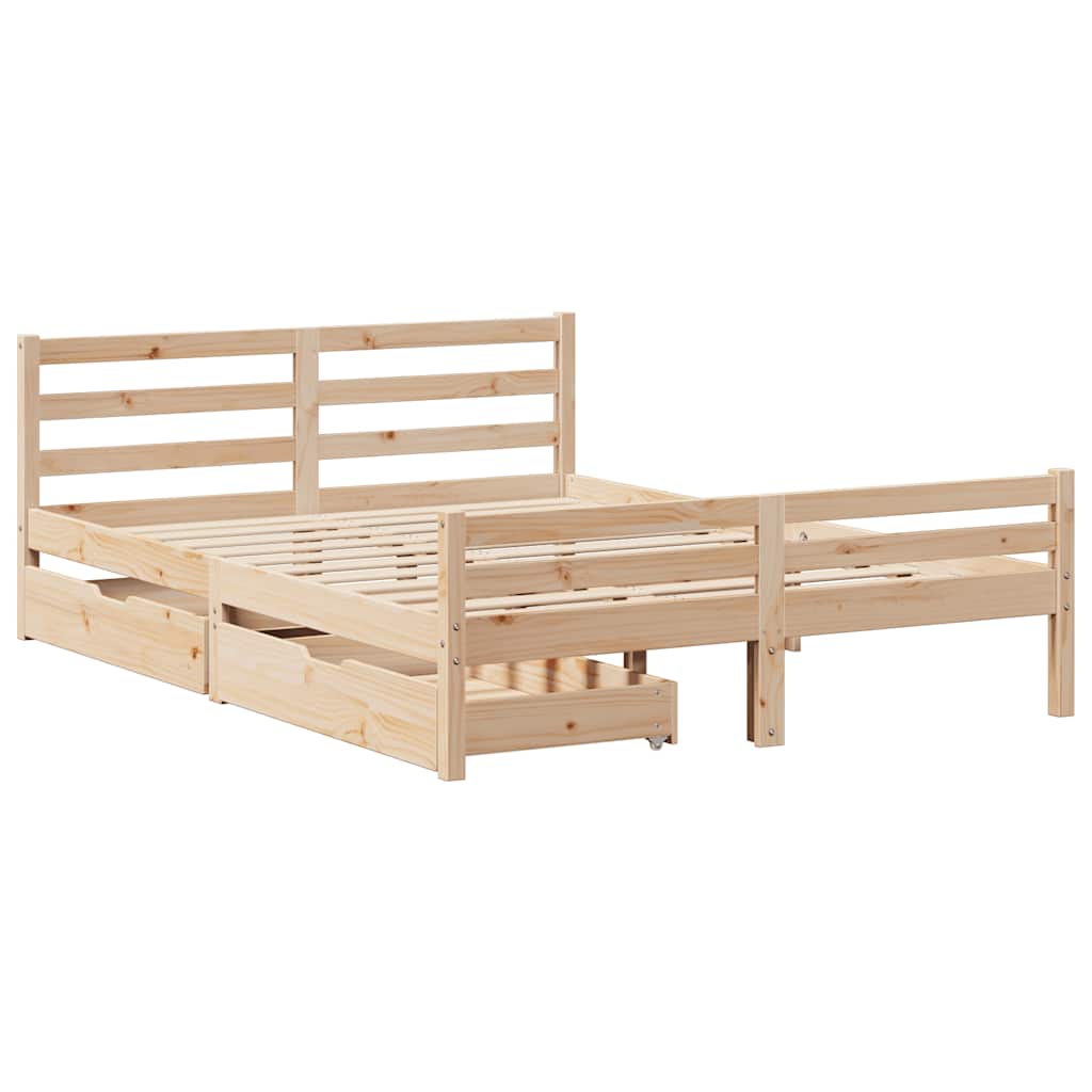 sengeramme uden madras 140x190 cm massivt fyrretræ