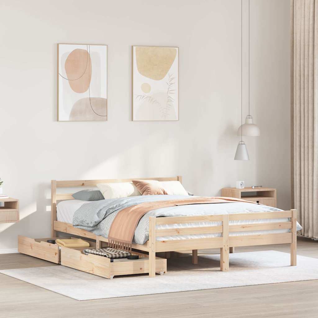 sengeramme uden madras 140x190 cm massivt fyrretræ
