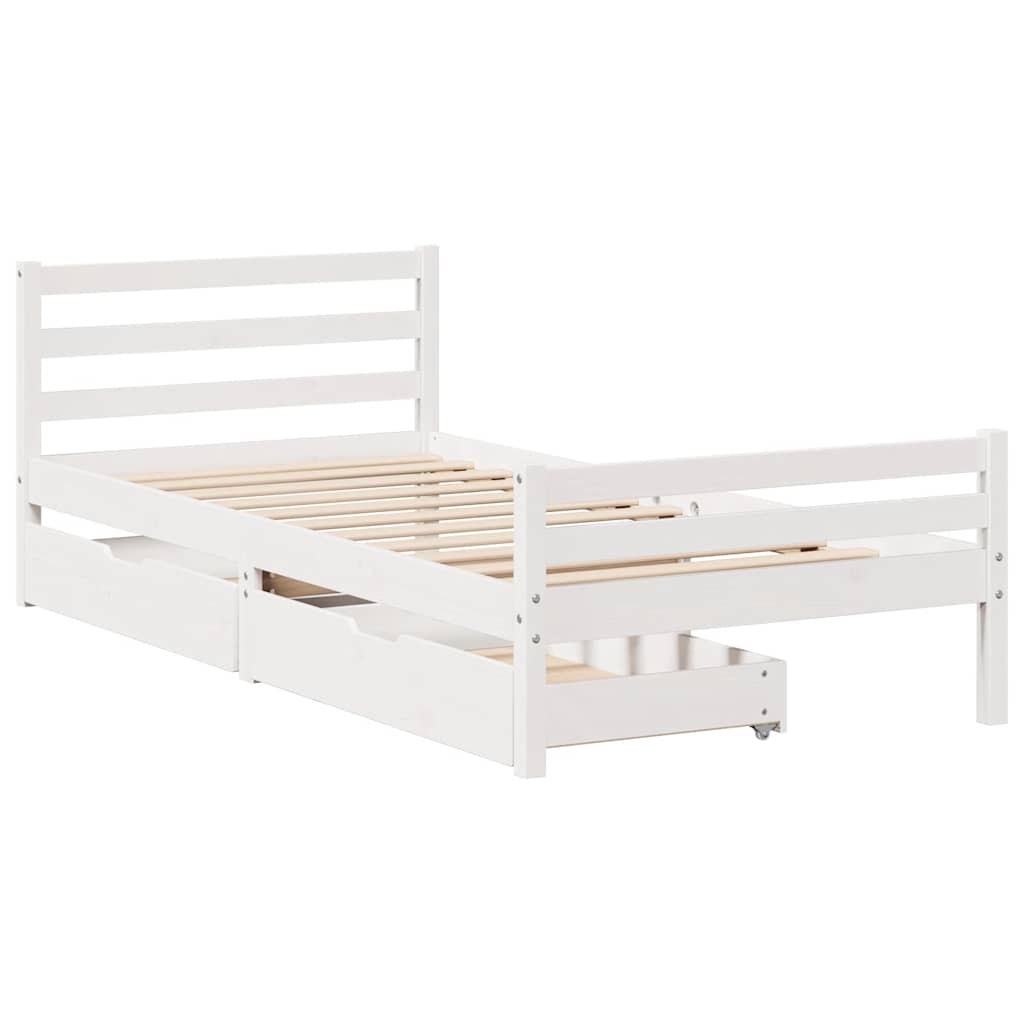sengeramme uden madras 100x200 cm massivt fyrretræ hvid