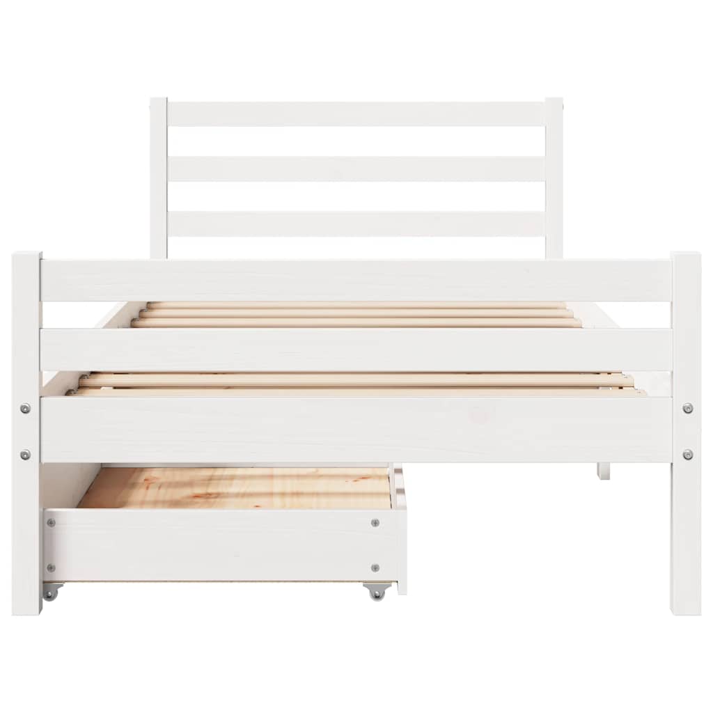 sengeramme uden madras 100x200 cm massivt fyrretræ hvid