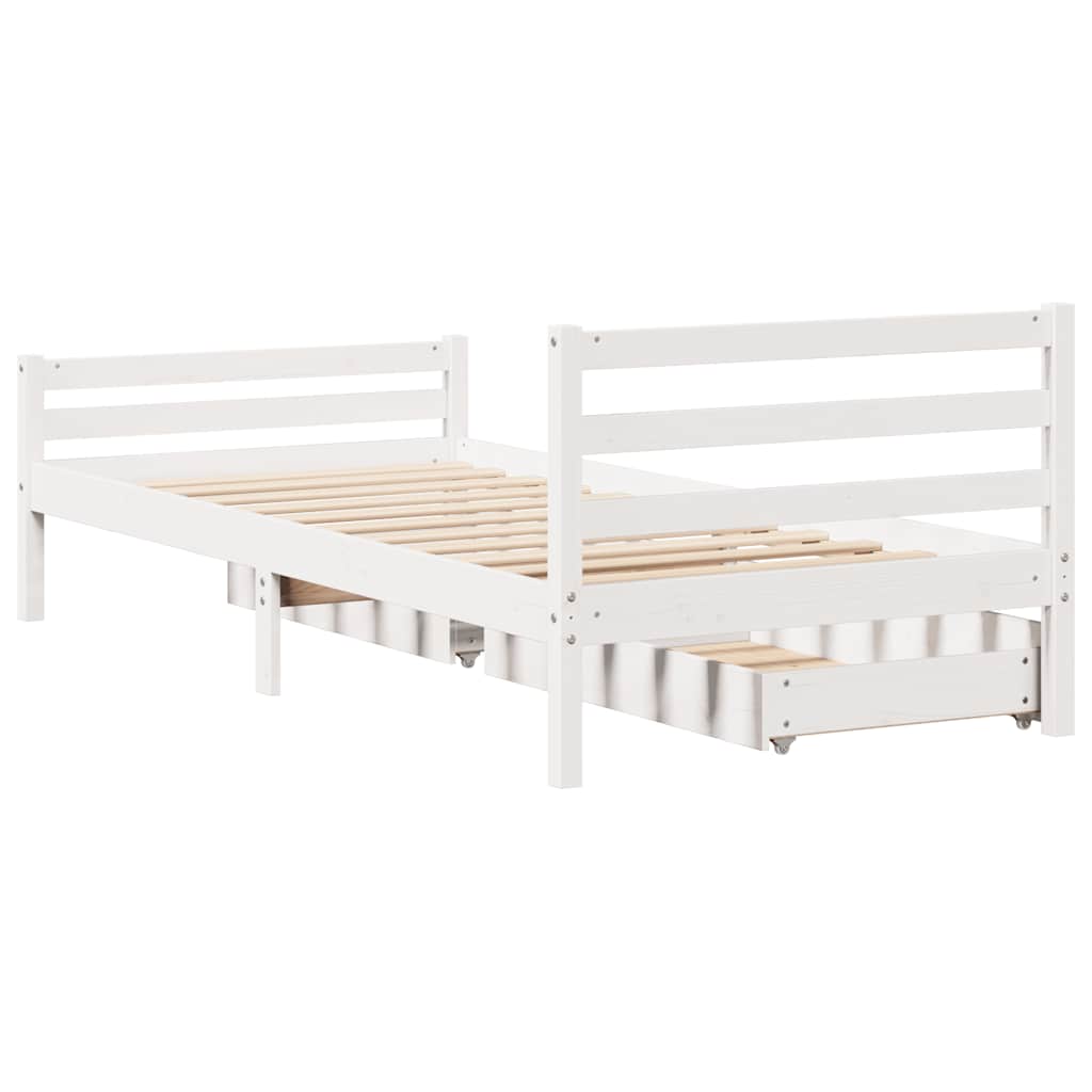 sengeramme uden madras 100x200 cm massivt fyrretræ hvid