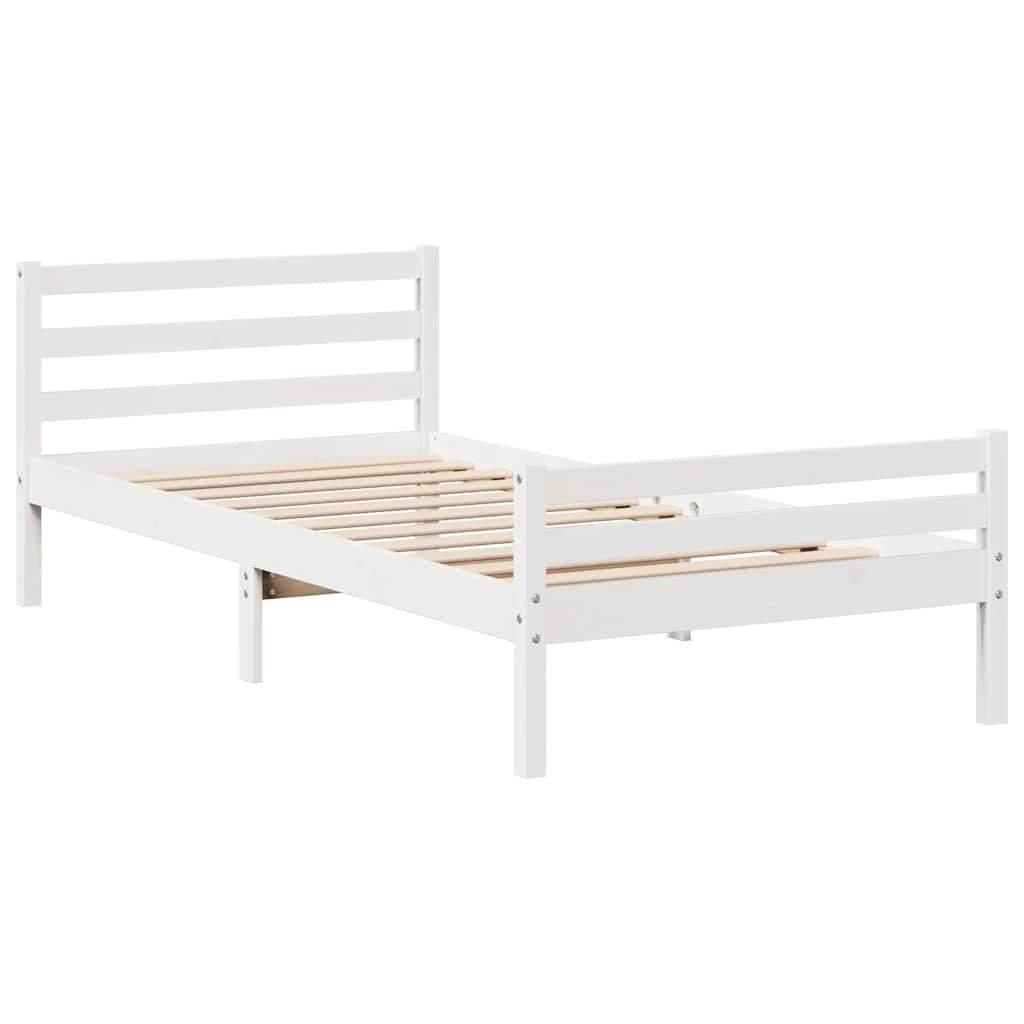 sengeramme uden madras 100x200 cm massivt fyrretræ hvid