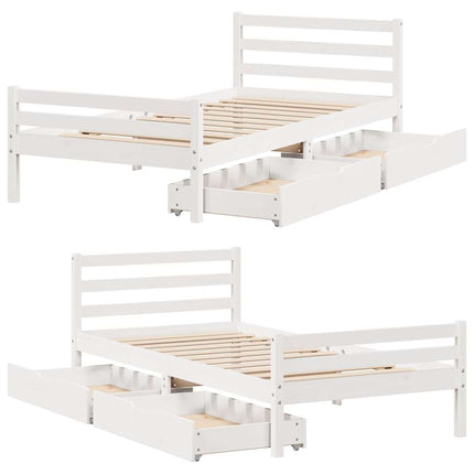 sengeramme uden madras 100x200 cm massivt fyrretræ hvid