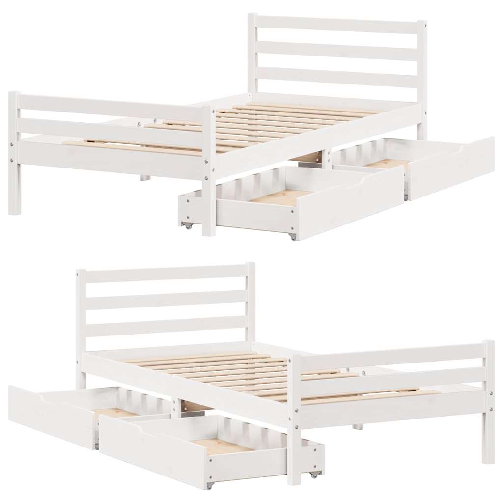sengeramme uden madras 100x200 cm massivt fyrretræ hvid