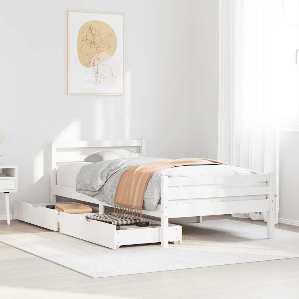 sengeramme uden madras 100x200 cm massivt fyrretræ hvid